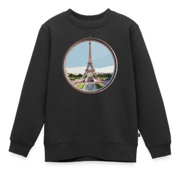 Eiffel Tower - Kids Premium Organic Sweatshirt - black - Front - AI Model Kid Female (0cm)