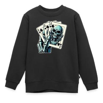 Alien Kartenspiel - Kinder Premium Organic Sweatshirt - Schwarz - Vorne - AI Model Kid Female (0cm)