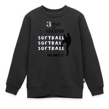 Softball Team Mannschaft Spieler Spiel Baseball - Kinder Premium Organic Sweatshirt - Schwarz - Vorne - AI Model Kid Female (0cm)