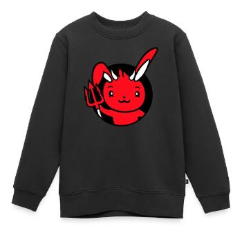 Bunny Devil Démon Mal Satan Enfer Trident Costume - Sweat Premium enfant bio - noir - Devant - AI Model Kid Female (0cm)