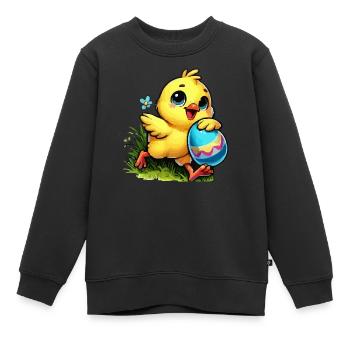 Poussin - Sweat Premium enfant bio - noir - Devant - AI Model Kid Female (0cm)