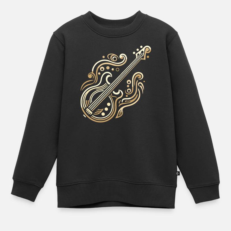 Guitare Basse Art Déco Dorée - Sweat Premium enfant bio - noir