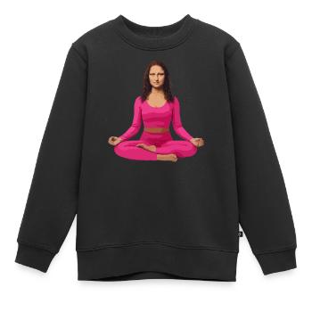 Mona Lisa Yoga Zen - Kinder Premium Organic Sweatshirt - Schwarz - Vorne - AI Model Kid Female (0cm)