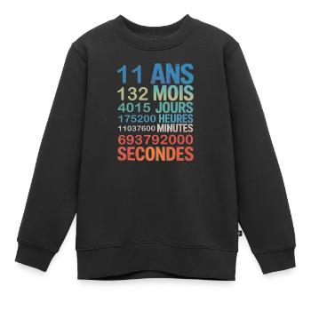 11 Ans – Une Décennie Plus Une en Chiffres - Kinder Premium Organic Sweatshirt - Schwarz - Vorne - AI Model Kid Female (0cm)