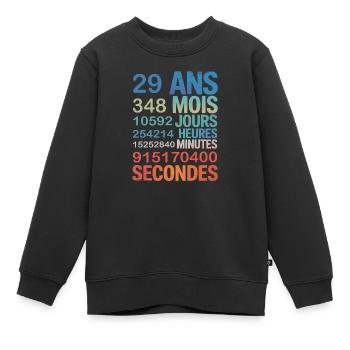 29 Ans en Chiffres – Design Anniversaire Créatif - Kinder Premium Organic Sweatshirt - Schwarz - Vorne - AI Model Kid Female (0cm)