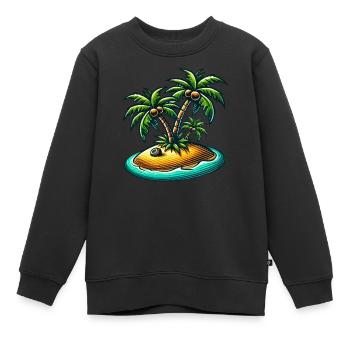 Palmiers de l’île - Sweat Premium enfant bio - noir - Devant - AI Model Kid Female (0cm)