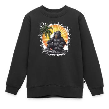Palmier Gorilla Island - Sweat Premium enfant bio - noir - Devant - AI Model Kid Female (0cm)