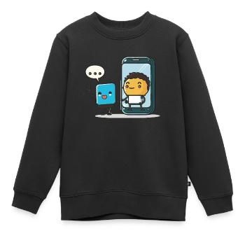 Vie intelligente - Sweat Premium enfant bio - noir - Devant - AI Model Kid Female (0cm)