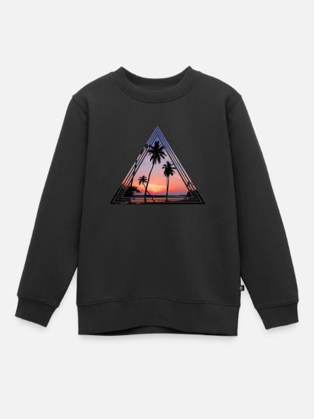 Palmiers au coucher du soleil - Sweat Premium enfant bio - noir