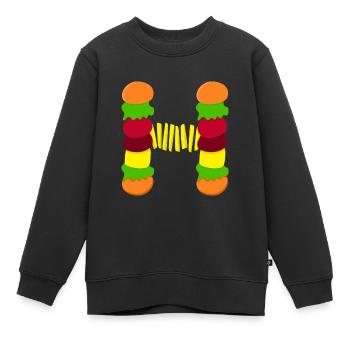 H. Burger - Kids Premium Organic Sweatshirt - black - Front - AI Model Kid Female (0cm)