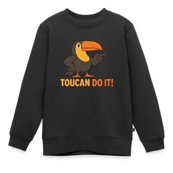 Tukan macht es – Motivationsvogel - Kinder Premium Organic Sweatshirt - Schwarz - Vorne - AI Model Kid Female (0cm)