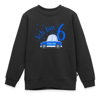 Polizeiauto Ich bin 6 Geburtstag Blau - Kinder Premium Organic Sweatshirt - Schwarz - Vorne - AI Model Kid Female (0cm)