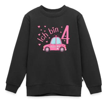 Polizeiauto Ich bin 4 Geburtstag Rosa - Kinder Premium Organic Sweatshirt - Schwarz - Vorne - AI Model Kid Female (0cm)