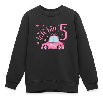 Polizeiauto Ich bin 5 Geburtstag Rosa - Kinder Premium Organic Sweatshirt - Schwarz - Vorne - AI Model Kid Female (0cm)