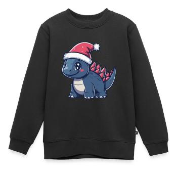 Dinosaure Stegosaurus Noël Mignon - Sweat Premium enfant bio - noir - Devant - AI Model Kid Female (0cm)