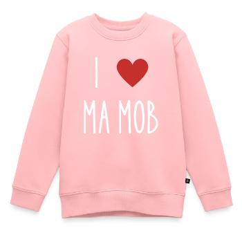i love ma mob - Sweat Premium enfant bio - rose - Devant - AI Model Kid Female (0cm)