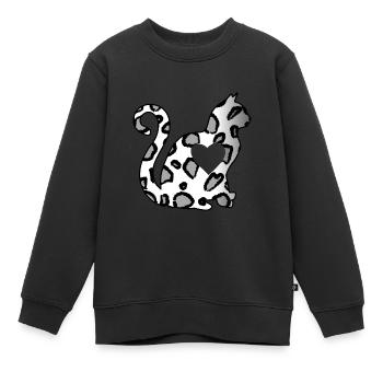 LEO silber katze herz silhouette katzenlover black - Kinder Premium Organic Sweatshirt - Schwarz - Vorne - AI Model Kid Female (0cm)