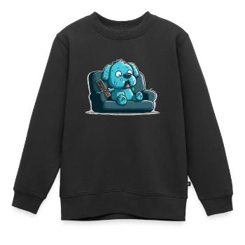 Couch-Potato-Hund - Kinder Premium Organic Sweatshirt - Schwarz - Vorne - AI Model Kid Female (0cm)