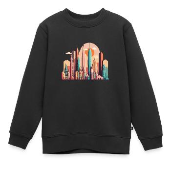 L’aventurier urbain - Sweat Premium enfant bio - noir - Devant - AI Model Kid Female (0cm)