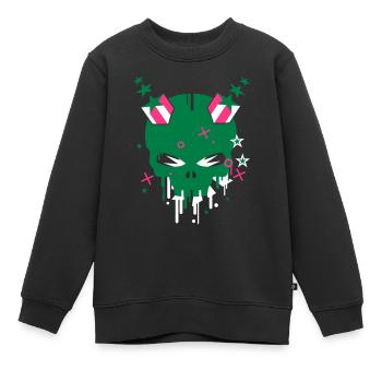 Cornes de diable - Sweat Premium enfant bio - noir - Devant - AI Model Kid Female (0cm)