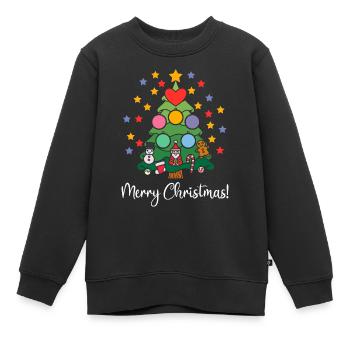 Joyeux Noël Noël Étoiles de Noël - Sweat Premium enfant bio - noir - Devant - AI Model Kid Female (0cm)