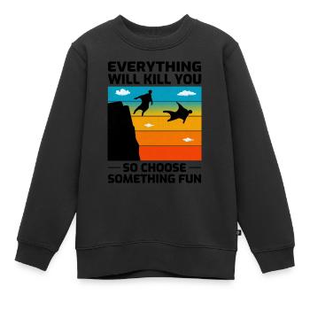 Wingsuit fliegen Base Jumping Fallschirmspringen Wingsuiting - Kinder Premium Organic Sweatshirt - Schwarz - Vorne - AI Model Kid Female (0cm)