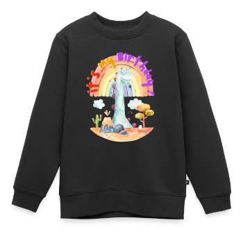 it´s my birthday watercolor dinosaur - Kids Premium Organic Sweatshirt - black - Front - AI Model Kid Female (0cm)