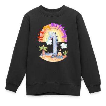 Dinosaur Birthday Dino Birthday for Boys B-Day - Kids Premium Organic Sweatshirt - black - Front - AI Model Kid Female (0cm)