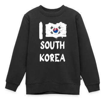 J’aime Corée du Sud / J’aime Corée du Sud Pays - Sweat Premium enfant bio - noir - Devant - AI Model Kid Female (0cm)