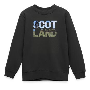 Schottland Tartan Schriftzug Dudelsack Highlands - Kinder Premium Organic Sweatshirt - Schwarz - Vorne - AI Model Kid Female (0cm)