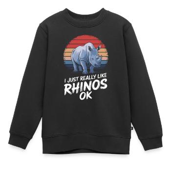 Rhinocéros Rhinocéros - Sweat Premium enfant bio - noir - Devant - AI Model Kid Female (0cm)