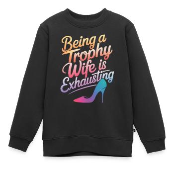 Frau Ehefrau Partnerin Familie Verheiratet - Kinder Premium Organic Sweatshirt - Schwarz - Vorne - AI Model Kid Female (0cm)
