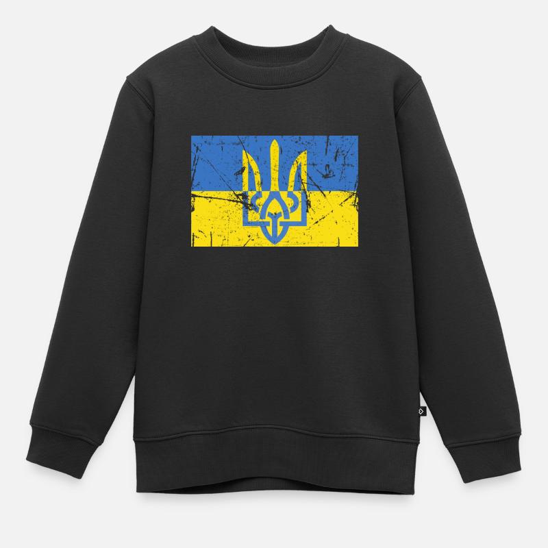Drapeau Ukrainien Trident Ukraine - Sweat Premium enfant bio - noir