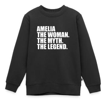 Woman Mythos Legende Name Amelia - Kinder Premium Organic Sweatshirt - Schwarz - Vorne - AI Model Kid Female (0cm)