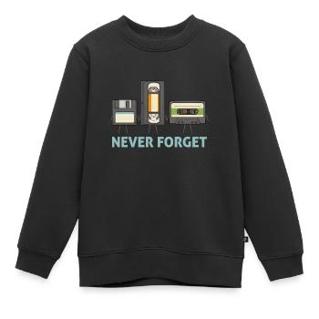 Never Forget Floppy Disk Video Tape Cassette - Kids Premium Organic Sweatshirt - black - Front - AI Model Kid Female (0cm)