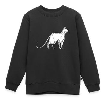 Dessin au trait fin chat sur fond blanc - Sweat Premium enfant bio - noir - Devant - AI Model Kid Female (0cm)