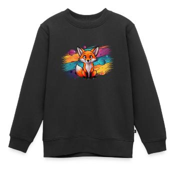 Renard - Illustration - Sweat Premium enfant bio - noir - Devant - AI Model Kid Female (0cm)