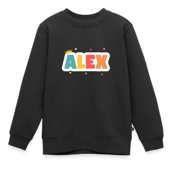 Alex! Customizable - Kids Premium Organic Sweatshirt - black - Front - AI Model Kid Female (0cm)