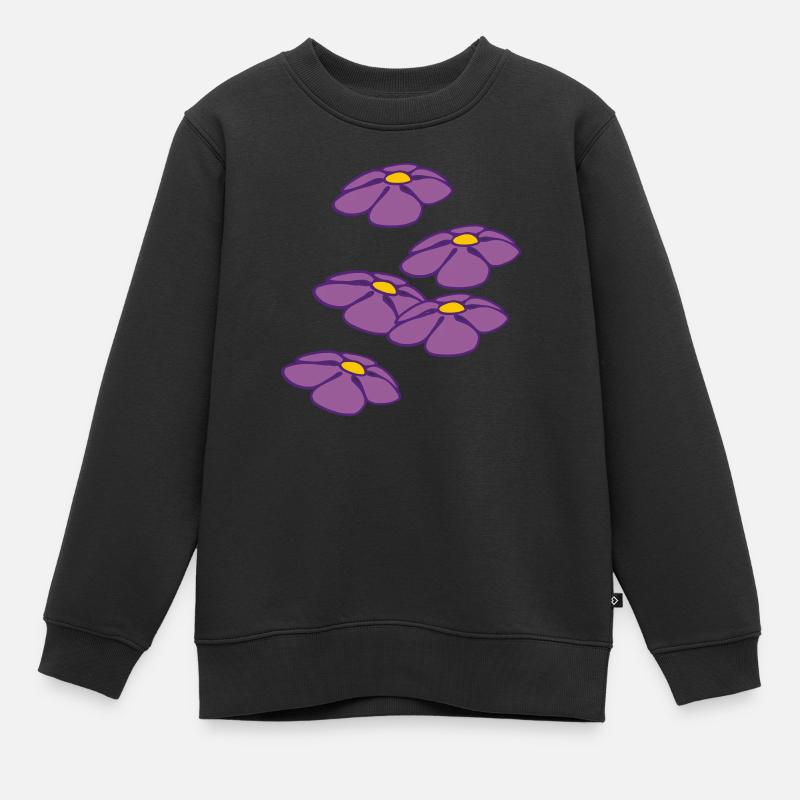 fleurs - Sweat Premium enfant bio - noir