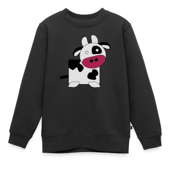 Vache (large) - Sweat Premium enfant bio - noir - Devant - AI Model Kid Female (0cm)