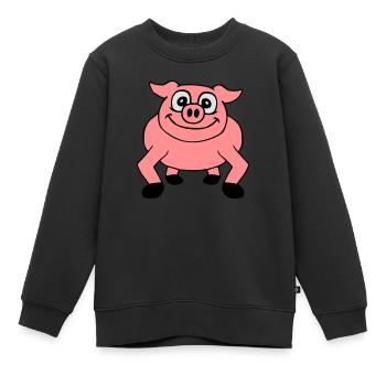 Niedliches Cartoon Comic Schwein Guckt Freundlich - Kinder Premium Organic Sweatshirt - Schwarz - Vorne - AI Model Kid Female (0cm)