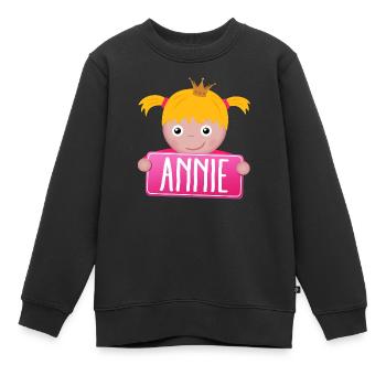 Little Princess Annie - Kids Premium Organic Sweatshirt - black - Front - AI Model Kid Female (0cm)