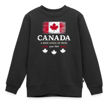 Canada Kanada Amerika maple leaf Flagge Fahne - Kinder Premium Organic Sweatshirt - Schwarz - Vorne - AI Model Kid Female (0cm)