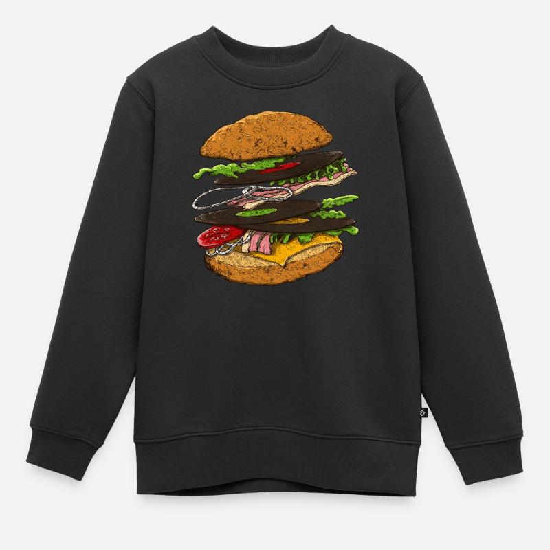 Hamburger - Sweat Premium enfant bio - noir
