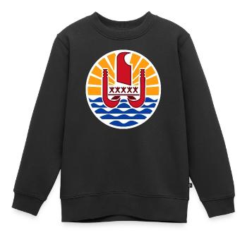 Armoiries nationales de la Polynésie française - Sweat Premium enfant bio - noir - Devant - AI Model Kid Female (0cm)