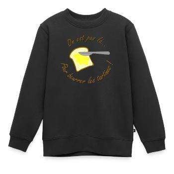 beurrer les tartines - Sweat Premium enfant bio - noir - Devant - AI Model Kid Female (0cm)