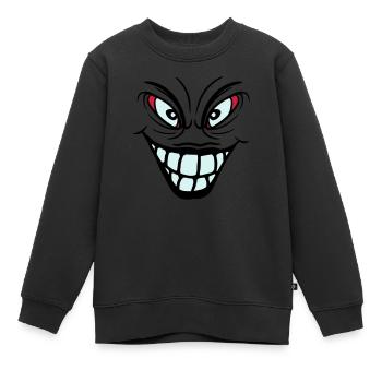 psychopath verrueckt clown joker grinsen mund fres - Kinder Premium Organic Sweatshirt - Schwarz - Vorne - AI Model Kid Female (0cm)
