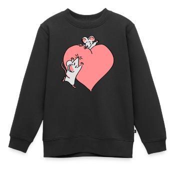 großes Herz - Kinder Premium Organic Sweatshirt - Schwarz - Vorne - AI Model Kid Female (0cm)