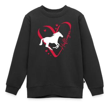 Haflinger Herz - Kinder Premium Organic Sweatshirt - Schwarz - Vorne - AI Model Kid Female (0cm)