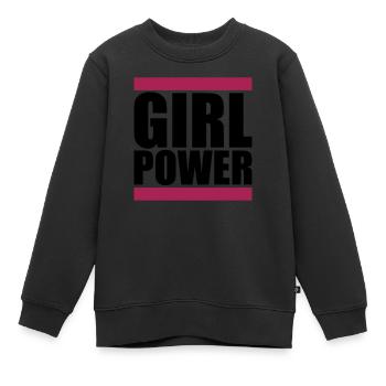 girl power text spruch cool weiblich frau maedchen - Kinder Premium Organic Sweatshirt - Schwarz - Vorne - AI Model Kid Female (0cm)